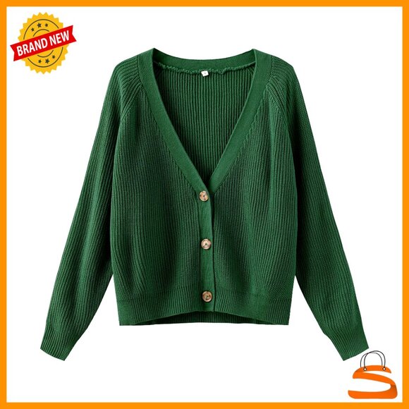 Sweaters - Long Sleeve Knit Sweater Cardigan Open Front Loose Fit Casual Classic Chic